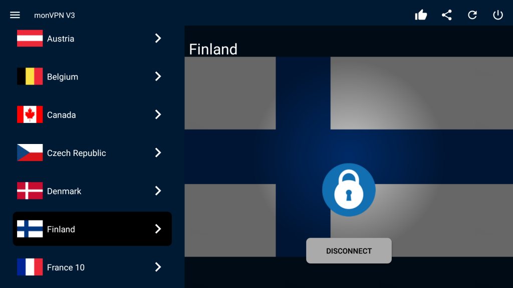 Application monVPN sur Android TV