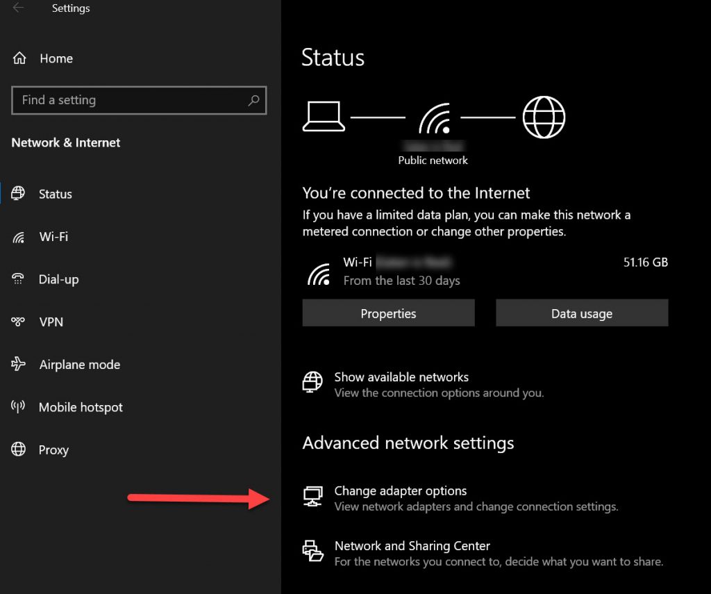Modifier les options de l'adaptateur dans Windows